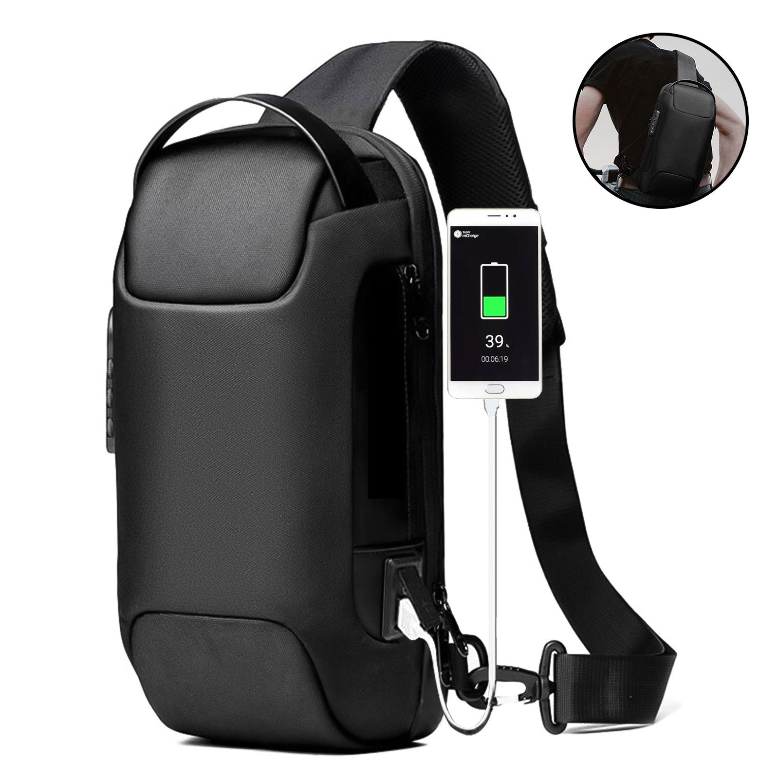 Waterproof USB Anti-Theft Crossbody Bag